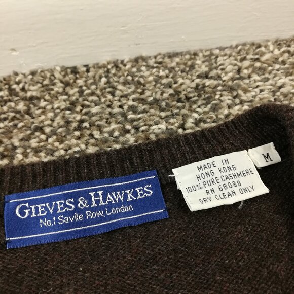 Vintage Gieves & Hawkes Sweater Vest 100% Cashmere V Neck Brown Mens Medium - Picture 3 of 7